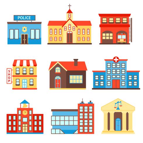 Iconos de edificios gubernamentales vector