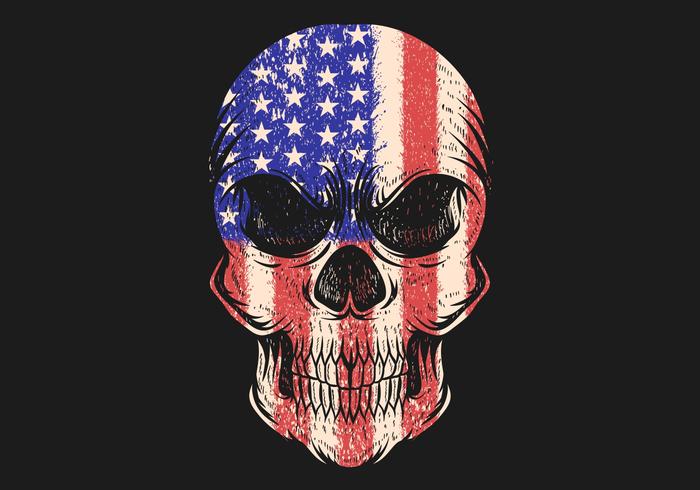 Skull with USA flag pattern vector