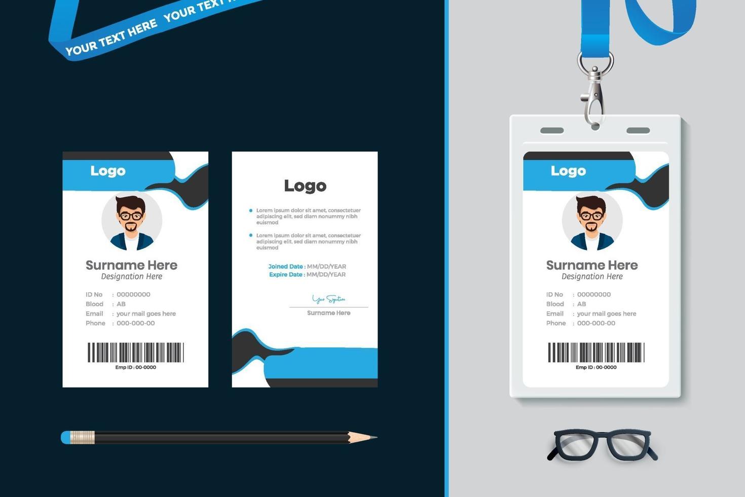 simple Id card template design with vector