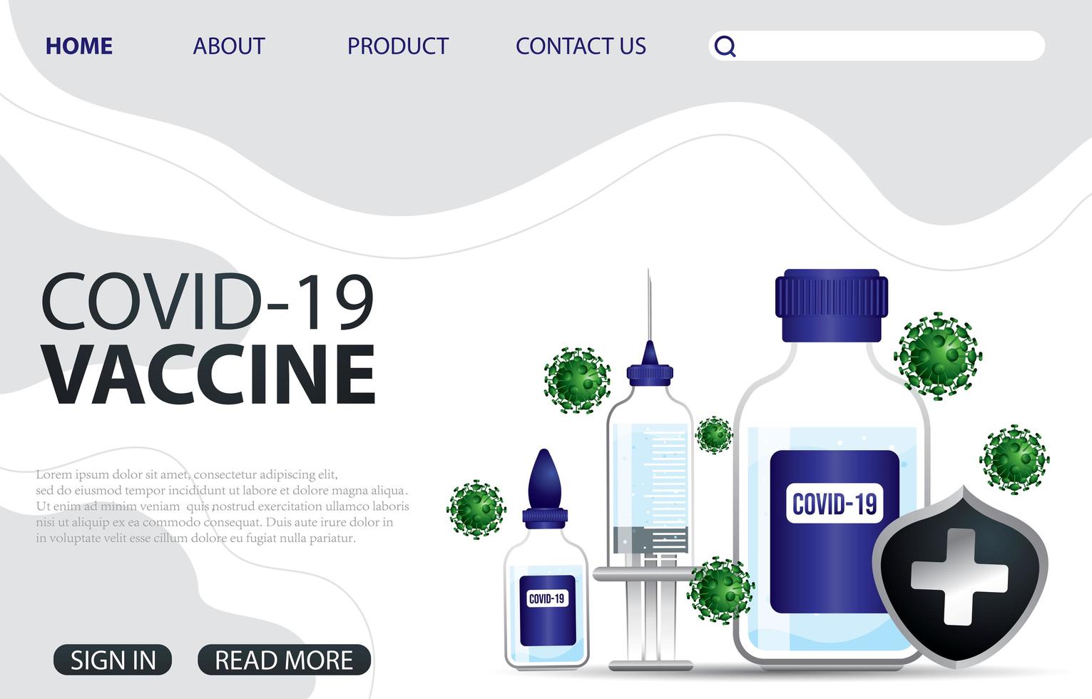 Corona Vaccine Landing Page Concept vector