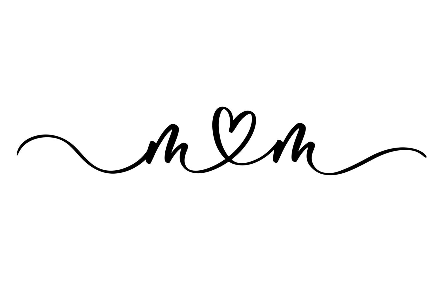 mamá. saludo del día de las madres. inscripción cursiva de guión de línea de letras continuas para afiche, pancarta, tarjeta de regalo, estampado de camiseta, etiqueta, insignia. vector
