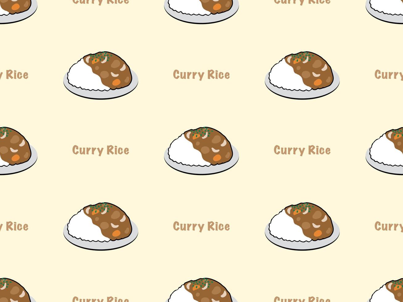 curry arroz personaje de dibujos animados de patrones sin fisuras sobre fondo amarillo. vector