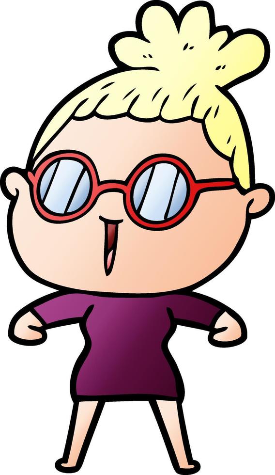 cartoon woman wearing spectacles vector