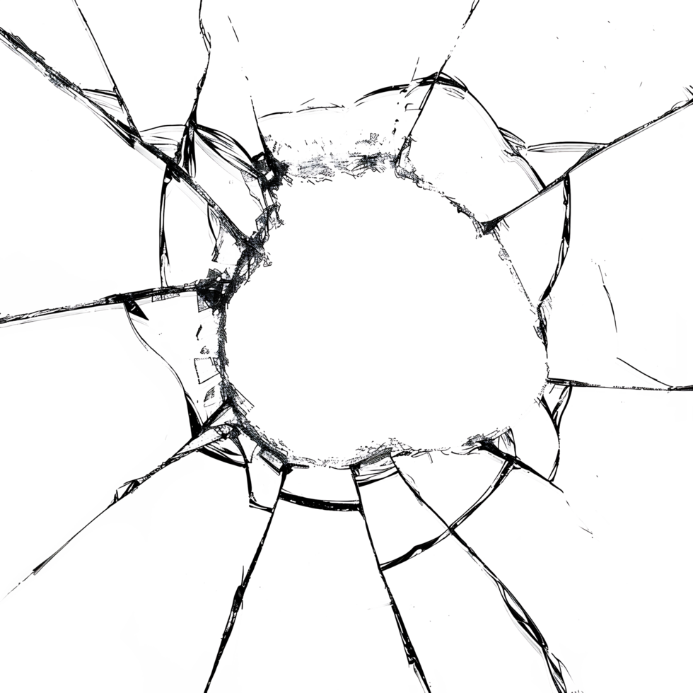 ai généré clair fissuré verre et trou clipart png