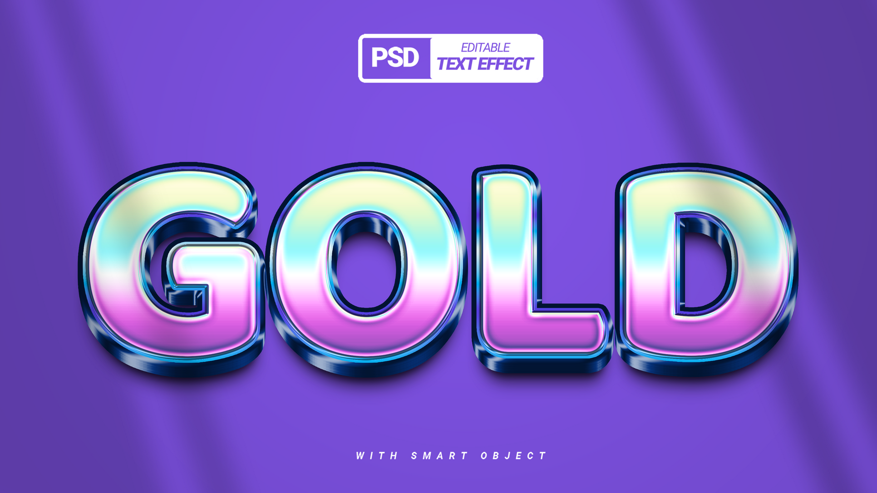 Shine hologram colorful 3d text effect design psd