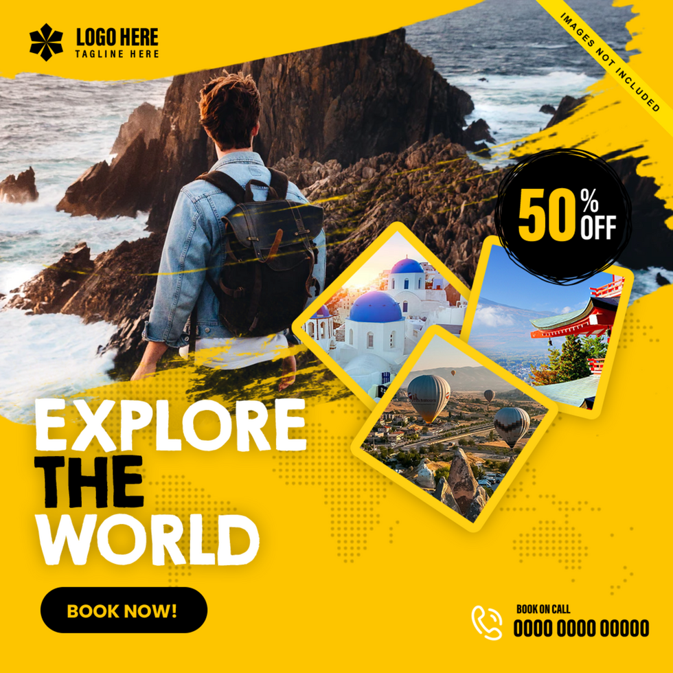 explore the world travel post design psd