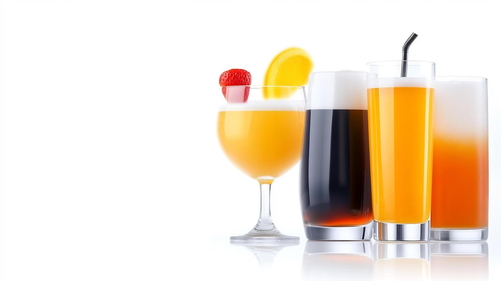 Tres diferente tipos de alcohólico bebidas en lentes foto