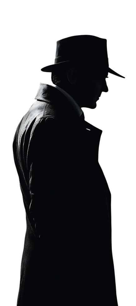 misterioso uomo nel cappello, monocromatico ritratto png