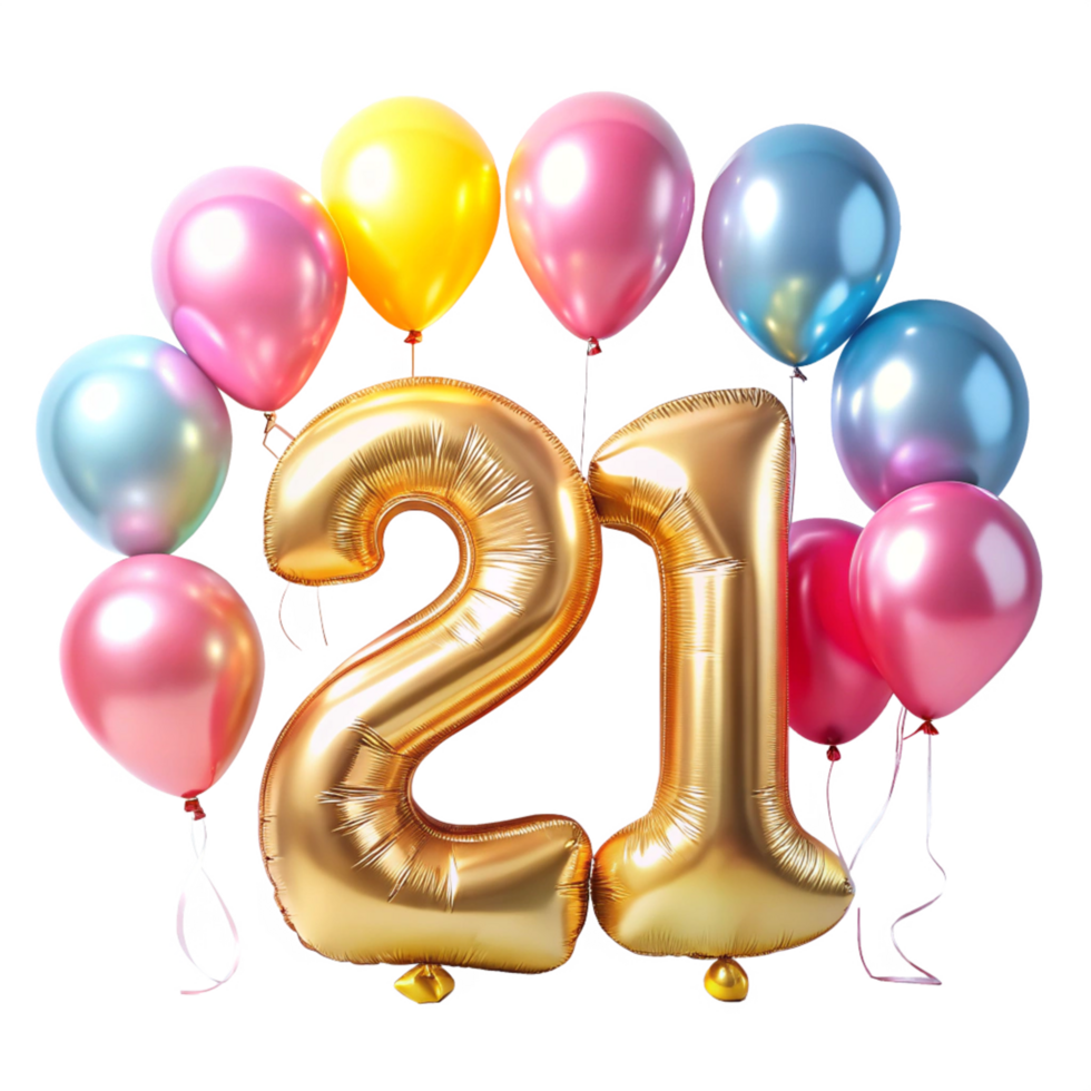Nummer zwanzig einer mit Geburtstag Luftballons ist isoliert auf transparent Hintergrund png