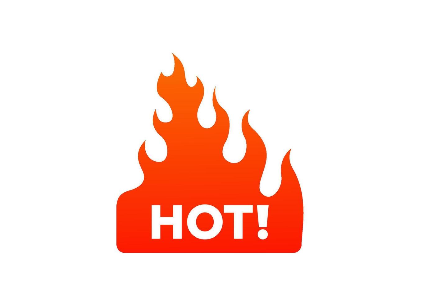 Bright orange flame icon with the word hot conveying heat and intensity on a white background vector