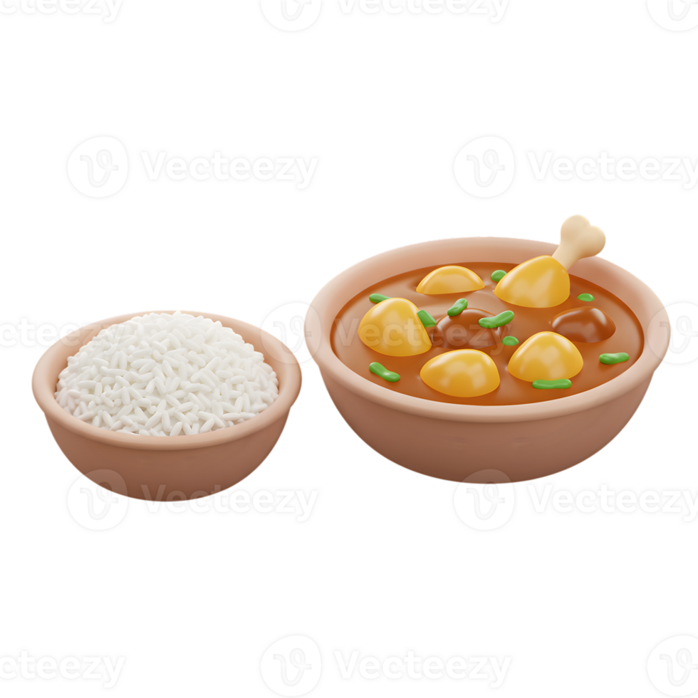 Delicious Chicken Curry with Rice Bowl, a Culinary Asian Food Illustration png