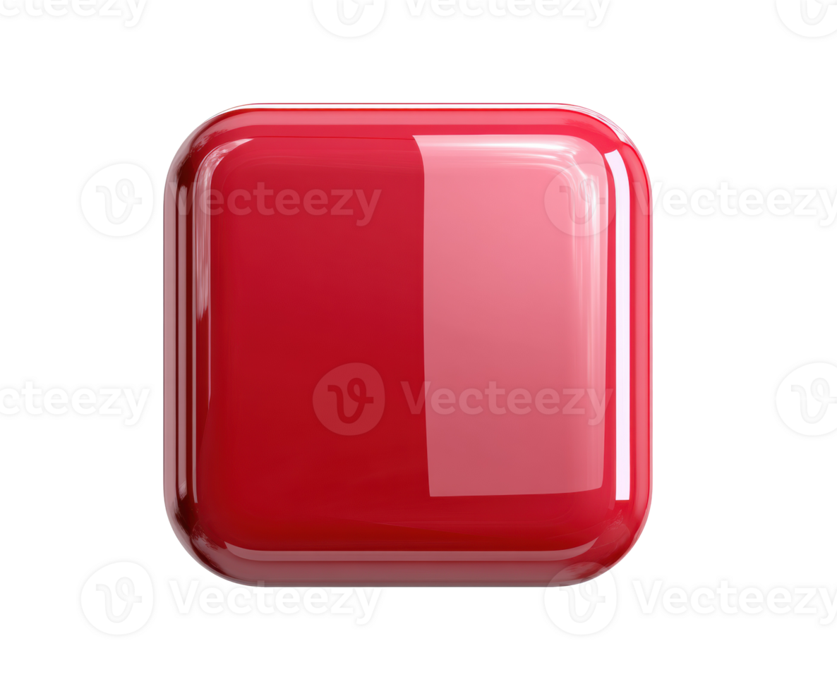 rosso lucido piazza pulsante per ui design e ragnatela applicazioni png