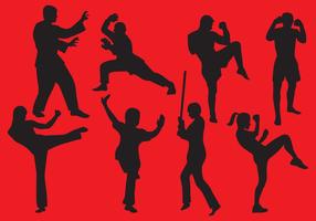 Woman And Man Fighting Silhouettes vector
