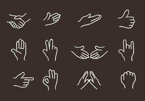 Iconos de la mano blanca vector