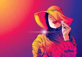 Mujer Hijab Traveler Vector