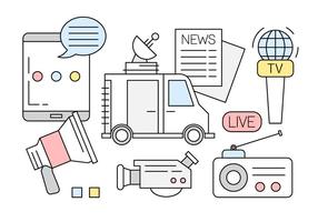 Linear Media Icon Collection vector