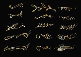 Gold Ink Ornamental Squiggle Hand Drawn Vector Collection