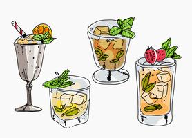 Fresh Mint Julep Hand Drawn Vector Illustration 