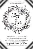 Hand Drawn Floral Wedding Invitation Card vector