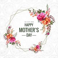 Happy Mother's Day flowers and geometric frame card vector