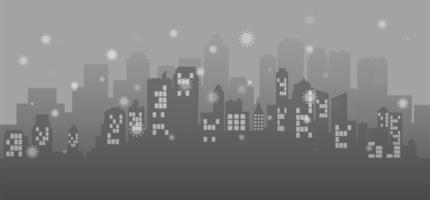 Gray Cityscape Background with Virus Cells vector