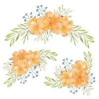 Set of watercolor hand painted flower bouquet vector