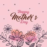 happy mother day card with flowers decoration vector
