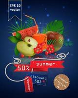 Summer sale illustration with fruit and juice vector