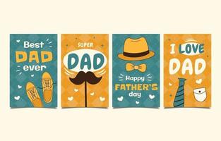 conjunto de tarjetas de felicitación del día del padre dibujadas a mano vector