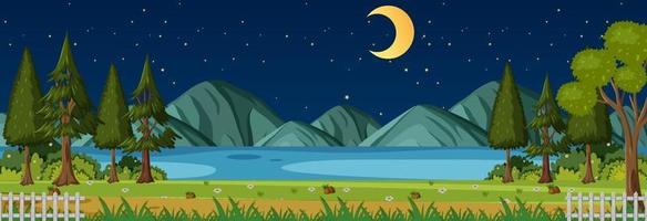 Nature park at night time horizontal scene vector