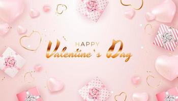 Valentine s Day Background Design with Realistic Lips and Hearts for Template for advertising or web or social media and fashion ads vector