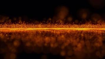 Abstract digital particle wave motion. golden color video