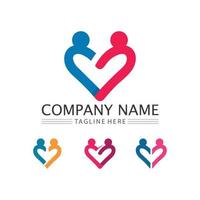 Human and people logo design Community care icon vector