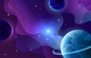 fondo púrpura profundo de la galaxia y el planeta vector