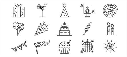 Outline Party Icon Collection vector