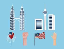 six malaysia celebration icons vector