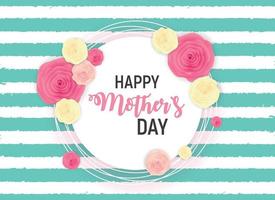 Happy Mother Day Cute Background with Flowers. Vector Illustration