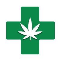 Medical cross with marijuana inside. vector illustration