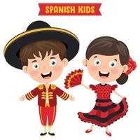 niños de dibujos animados con ropa tradicional vector