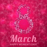 International women's day pink greeting card. March 8 bright vector background with hearts. Easy to edit design template for your artworks.