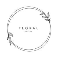 flower frame logo wedding frame template round geometric invitation card hand-drawn vector illustration