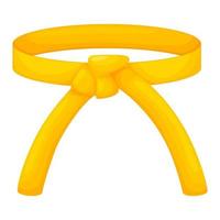 Karate belt yellow color isolated on white background. Design icon of Japanese martial art in flat style. vector