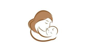 Mother with her baby, mother's day logo vector