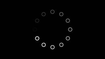 caricamento dell'animazione dell'icona del cerchio bianco su sfondo nero. ciclo continuo. sfondo animato video. video