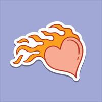 hand drawn heart burning doodle illustration for tattoo stickers poster etc vector