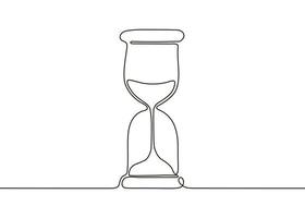 reloj de arena con arena, un dibujo de línea continua. temporizador, tiempo, cuenta regresiva o fecha límite comercial. ilustración de contorno vectorial vector