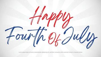 Calligraphic Fourth of July Vector Typography on white background