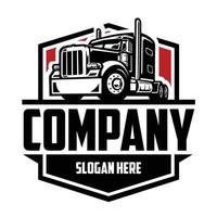Trucking company ready made logo template emblem set. Semi truck 18 wheeler freight badge logo vector isolated. Perfect logo for trucking and freight industry
