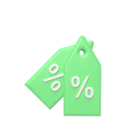 korting tag 3D-model cartoon-stijl. illustratie weergeven png