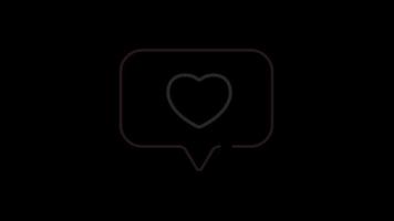 Animation neon light heart shape on black background. video